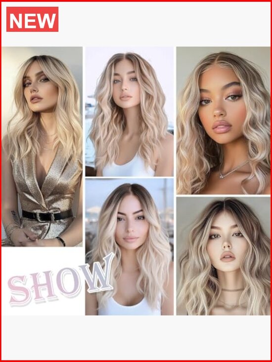 18 Inch Medium Length Wavy Wig Lace Front Heat Resistant Synthetic